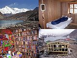 Gokyo 1 1 Gokyo And Cho Oyu, Gokyo Resort Gokyo (4750m) consists of a few lodges next to Dudh Pokhari, the beautiful blue third Gokyo Lake, with Cho Oyu (8201m) dominating the view at the end of the valley. I stayed at the very comfortable Gokyo Resort in 2000. The resort has a very good general store with many books and maps, and a nice sunroom.